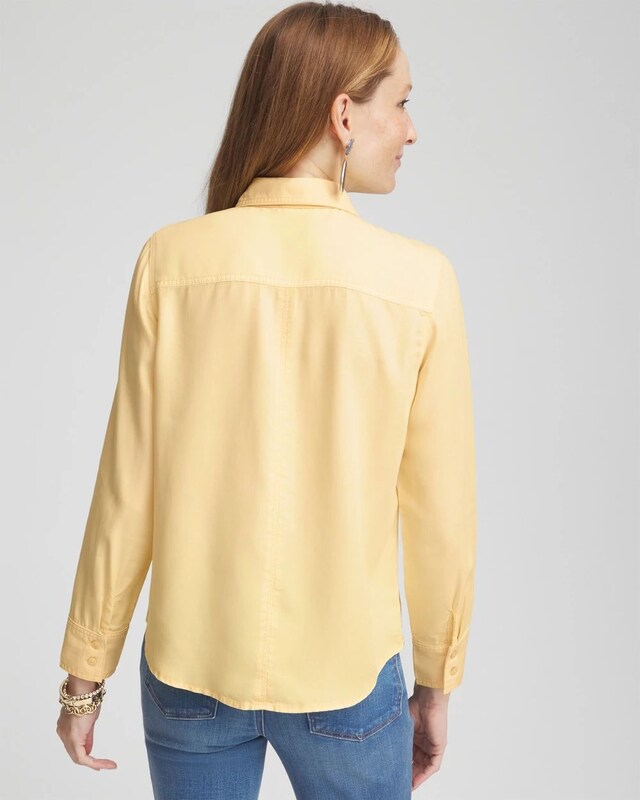 Split Cuff Denim Pocket Shirt - image 3